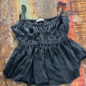 We The Free Black Ruched Blouse
